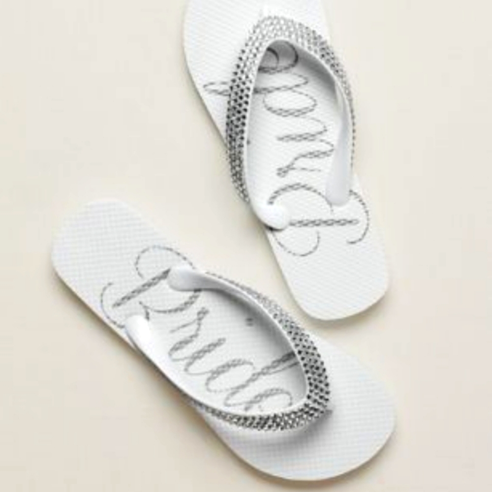 NWT David's Bridal Rhinestone Flip Flops